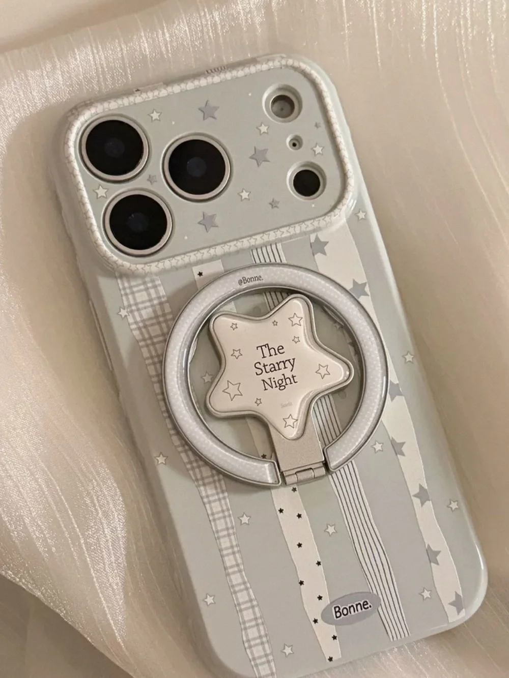 Silver Starry Night Phone Case with Ring Holder
